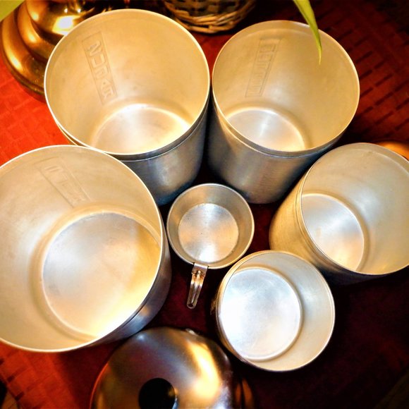 VINTAGE ~ 11 Pc MCM Aluminum ~ CANISTER SET ~ Made in ITALY - Picture 4 of 5